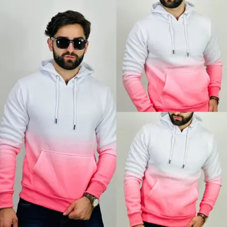 Ombre Fleece Tops / Two-Color Gradient Hoodies / Men's Transition Sweatshirts