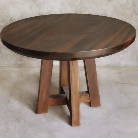 Wood Dining Table / Compact Round Timber Table / Cozy Circular Dinner Table