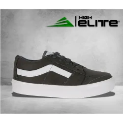 Charcoal Sneaker with White Stripe / Low-Top Casual Shoe / Classic Design for Daily Use