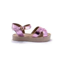 Lavender Dual-Buckle Sandal / Glossy Finish Children's Footwear / Pastel Summer Slide for Girls