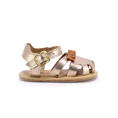 Golden Glimmer Toddler Sandals / Child's Shimmering Footwear / Metallic Kid's Beach Shoes