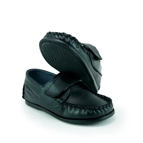 Strap-Detailed Leather Loafer / Boy's Classroom Essential / Practical School Footwear