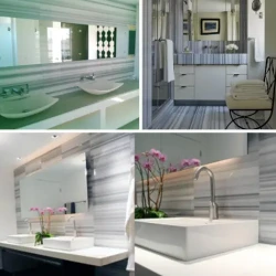 Minimalist White Marble Basin / Streamlined Custom Vanity / Sleek Bathroom Top