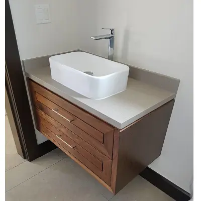Mosaic Sink Area / Textured Granite Counter / Modern Vanity Design