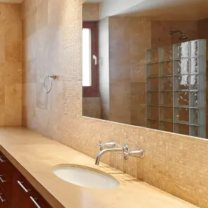 Smooth Grey Stone Basin / Minimalist Double Sink / Modern Bathroom Design