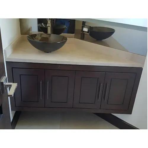 Smooth Grey Stone Basin / Minimalist Double Sink / Modern Bathroom Design