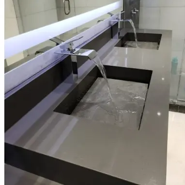 Cabinet with Vessel Sink / Beige Quartz Top / Corporate Hotel Bathroom