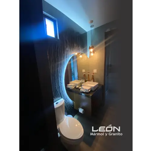 Dark Marble Bathroom Walls / Veined Stone Elegance / Polished Restroom Interior