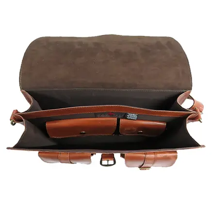 Leather Pull-up Briefcase In Shedron / Custom Leather Pull-up Briefcase
