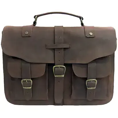 Leather Pull-up Briefcase In Chocolate / Custom Leather Pull-up Briefcase