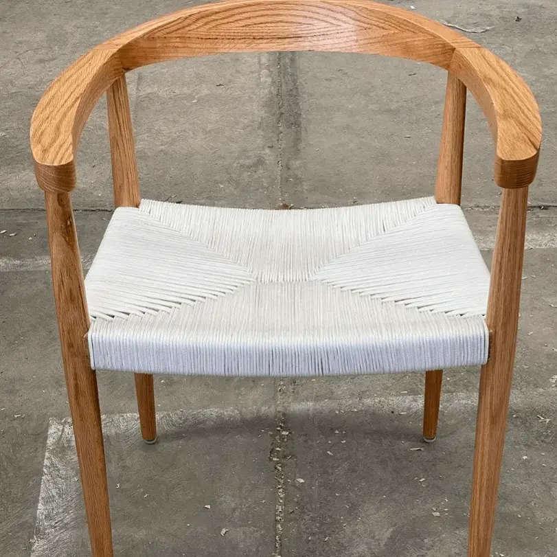 American Oak Armchair with Woven Nylon Seat/ Custom Oak Armchair