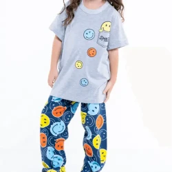 Short Sleeve Girl's Pajama Pants Set / Short Sleeve Pajama Set for Girls