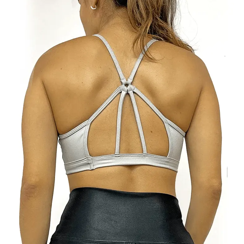Shiny Grey Sports Lara Top / Sports Bras for Women / Women's Athletic Bra  Collection