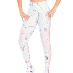 Sublimated Pink Flowers Leggings / Sports Leggings for Women / Women's Athletic Tights