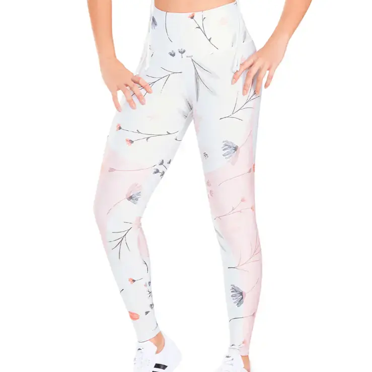Sublimated Pink Flowers Leggings / Sports Leggings for Women / Women's Athletic Tights