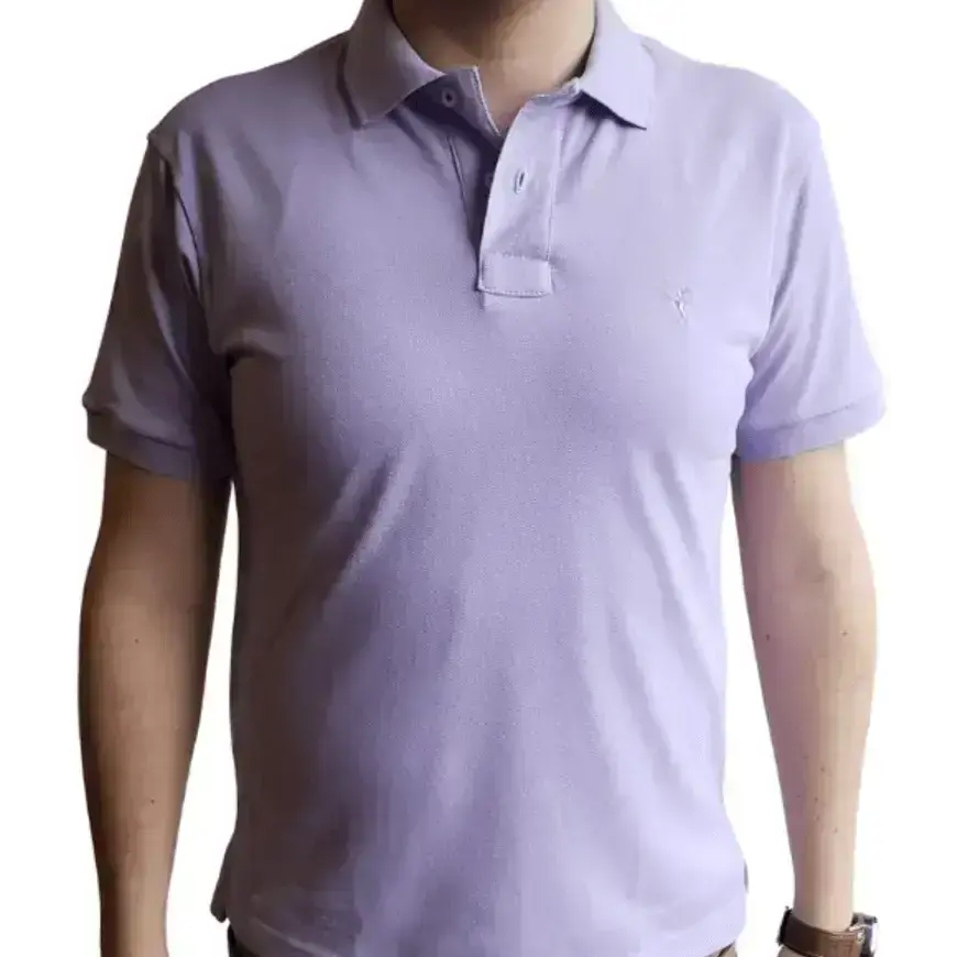 Solid Hue Polo Shirt / Full-Coverage Embroidery Polo Top / Single Color Polo