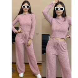 Pink Marled Two-Piece Ensemble / Cozy Sleeve Set / Comfortable Duo Set