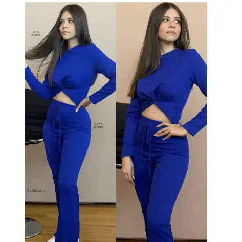 Casual Blue Crossed Top / Long Sleeve Blouse / Women's Elegant Sleeve Blouse