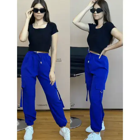 Trendy Stylish Blue Cargo Bottoms / Chic Blue Cargo Trousers