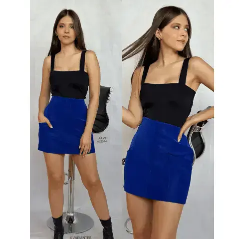 Trendy Royal Blue Skirt with Pockets / Stylish Mini Skirt for