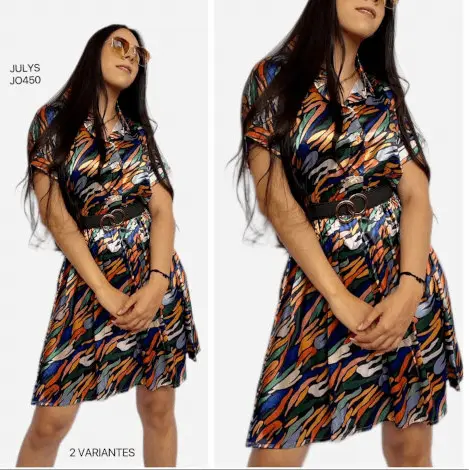 Swirling Color Print Dress / Belted Abstract Patterned Frock / Art-Inspired Casual Dress
