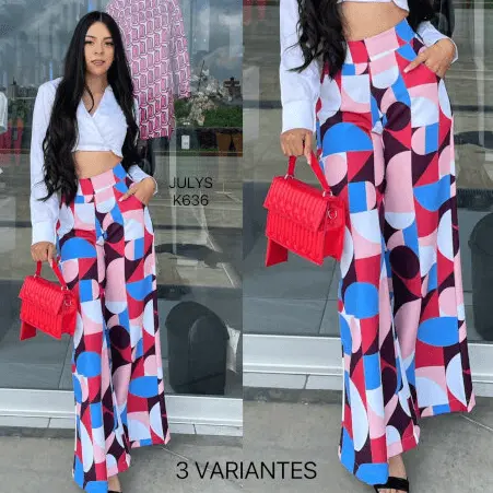 Vibrant Abstract Flow Pants / Cool Toned Artistic Trousers / Whimsical Wide-Leg Pants