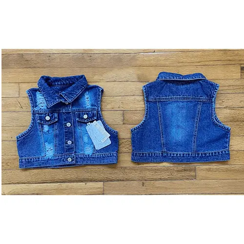 Denim Sleeveless Jacket / Casual Blue Vest For Ladies / Stylish Buttoned Waistcoat