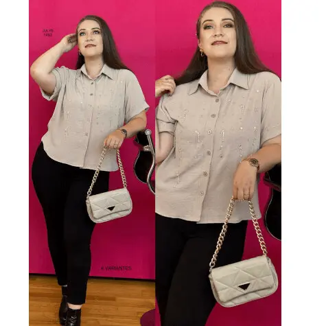Adorned Chain Plus Size White Tee / Casual Chain Embellished Top / White Day-to-Day Shirt