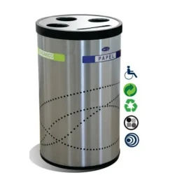 Triple-Stream Recycle Bin / Segregated Waste Station / Multi-Section Recycling Center