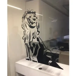 Lion Silhouette Glass Decal / Animal Decorative Film / Office Window Art