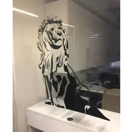 Lion Silhouette Glass Decal / Animal Decorative Film / Office Window Art