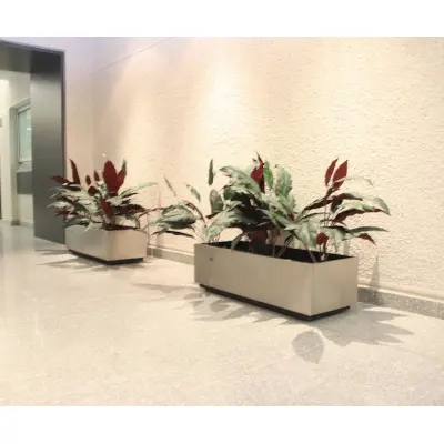 Brushed Stainless Steel Planter / Modern Office Plant Container / Durable Indoor Planter
