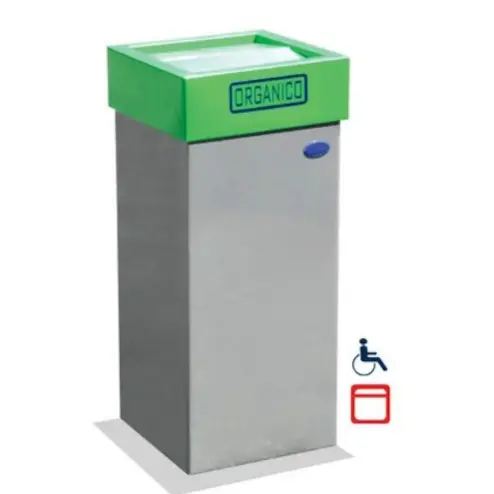Sleek Waste Bin with Lid / Modern Office Trash Can / Steel Refuse Container