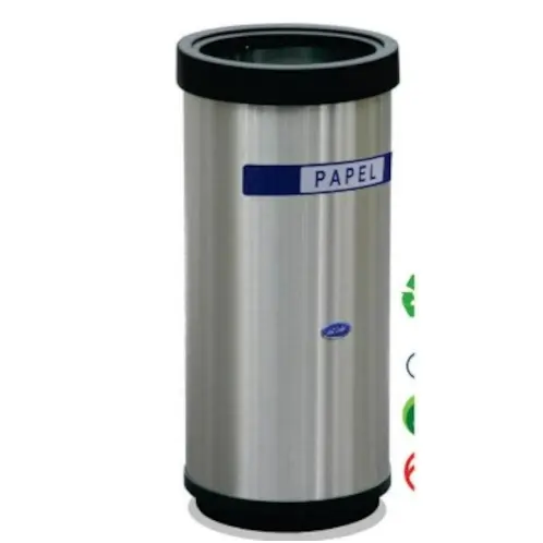 Sleek Waste Bin with Lid / Modern Office Trash Can / Steel Refuse Container