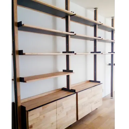 Custom Built-in White Shelves / Modern Office Storage Solutions / Sleek Wall Units