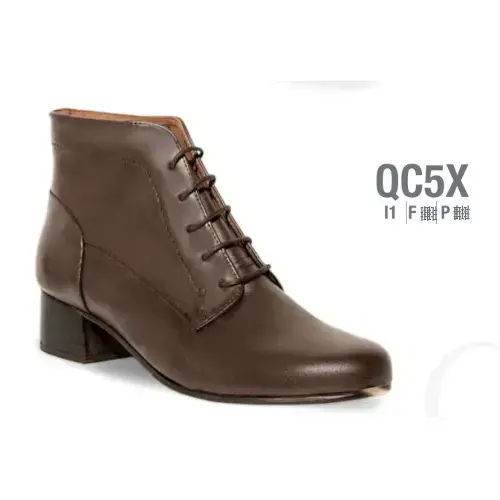 Brown Lace-Up Boot / Low Heeled Leather / Office Casual Style