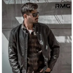 Glossy Ebony Leather Jacket / Modern City Style / Sharp Casual Outerwear