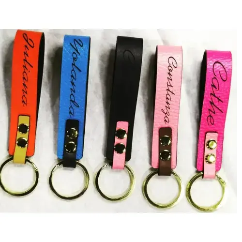 Vibrant Leather Keychains / Personalized Embossing / Colorful Ring Holders