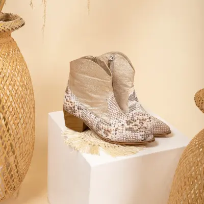 Low-Heel Anke Sandals / / Exotic Print Heels / Elegant Ladie's Shoes