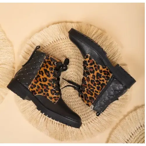 Leopard Heel Booties / Caramel Leather Boots / Chic Fall Cowboy Boots