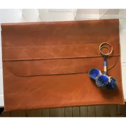 Tan Leather Tool Sleeve / Artisan Crafted Wrap / Pencil & Brush Organizer