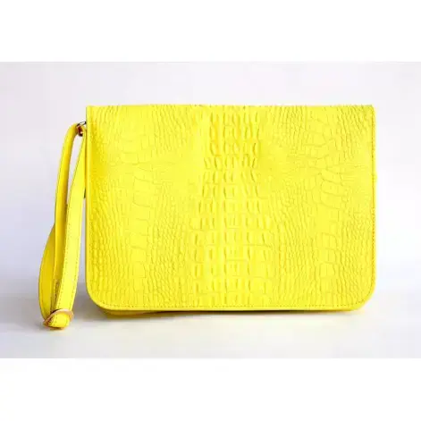 Bright Yellow Clutch / Textured Leather Bag / Ladies' Chic Accessory