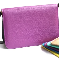 Magenta Leather Purse / Smooth Texture Clutch / Pop Color Accessory