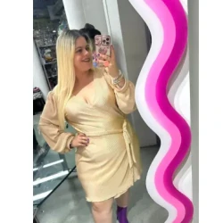 Beige V-Neck Dress / Plus-Size Party Outfit / Belted Cocktail Dress